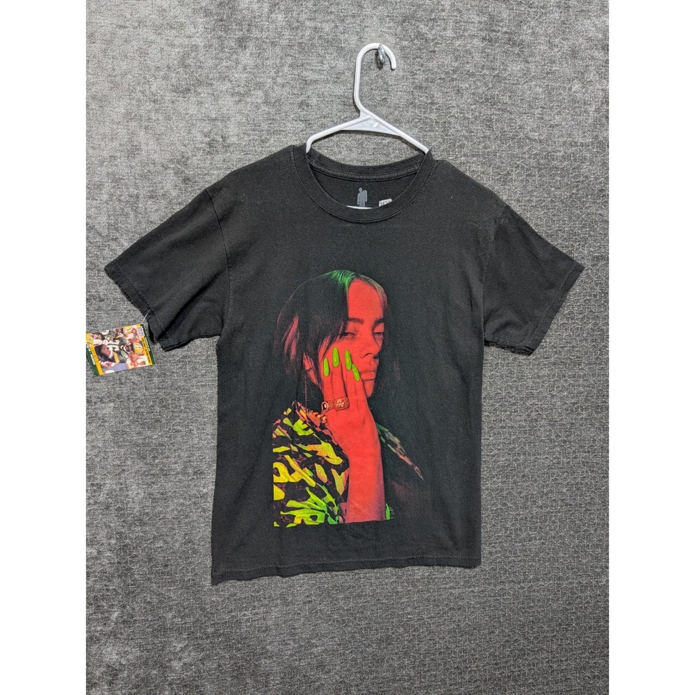 Billie Eilish World Tour 2020 Graphic T-Shirt Black Neon Portrait Small 1624